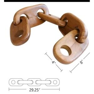 NEW Wooden Chain Link Decor Sculpture Farmhouse Rustic Table Centerpiece